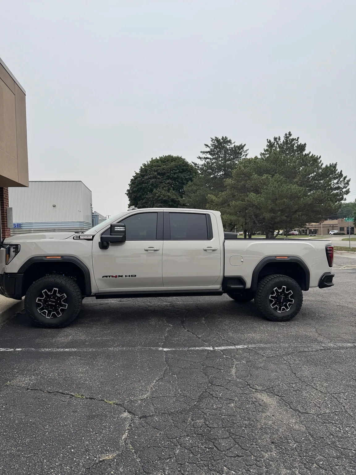 GMC Sierra HD pickup with tinted windows